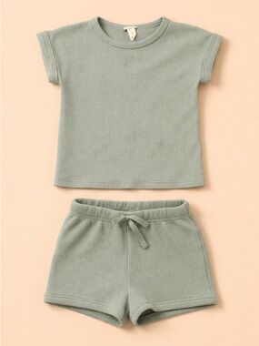 🐻 CAT & JACK RIBBED SAGE GREEN SET